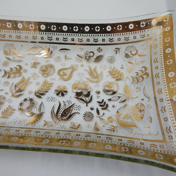Georges Briard Glass Gold Persian Garden Plate Tray 11 Inch - Picture 11 of 11